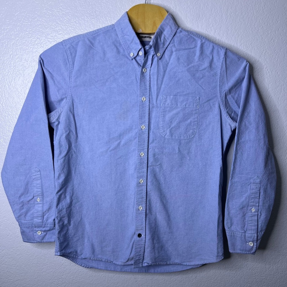 Taylor Stitch Mens Blue Organic Cotton Oxford Button Down Shirt Size 42 Large - Picture 2 of 8